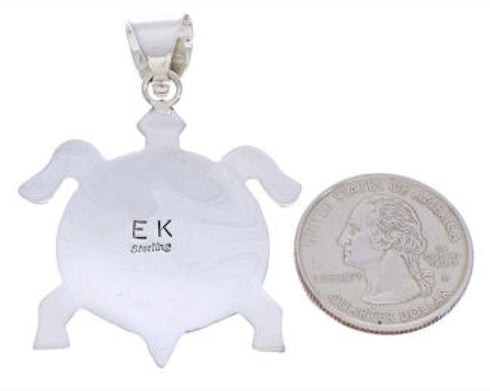Multicolor Native American Mesa Design Turtle Silver Pendant MW77608